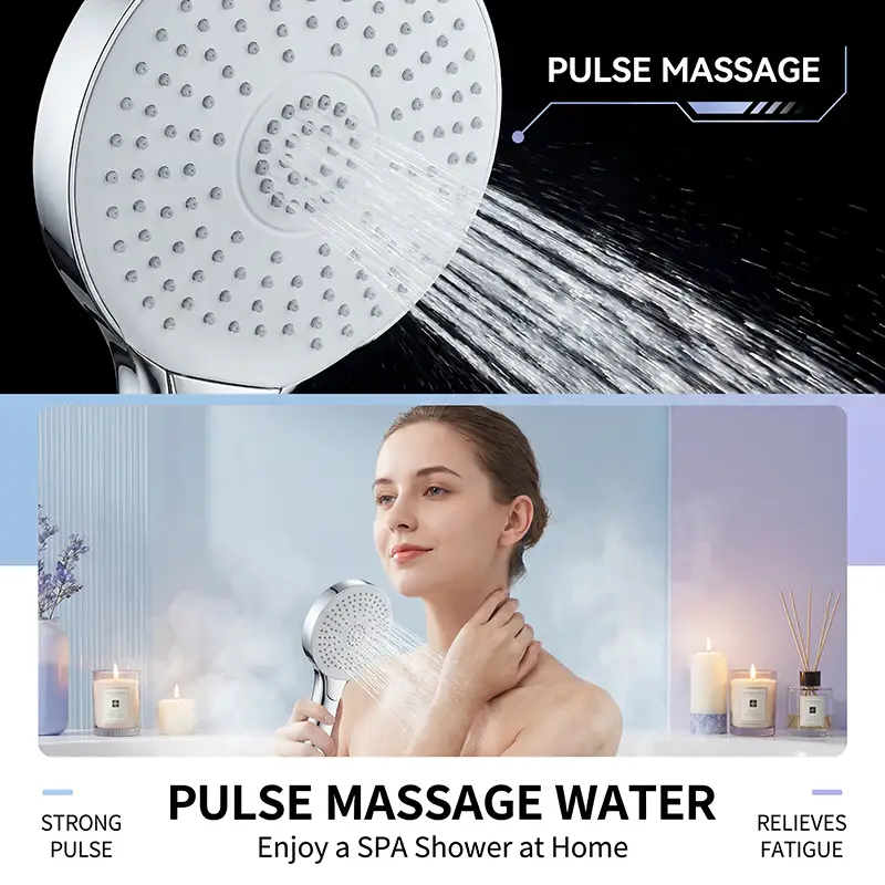 Quadratische ABS-Handbrause mit einstellbarem Durchfluss und Knopf im Badezimmer-Design